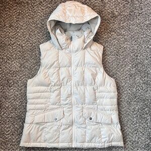 Columbia Hooded Puffer Vest Light Cream Quilted Jacket Size XL RN:59724